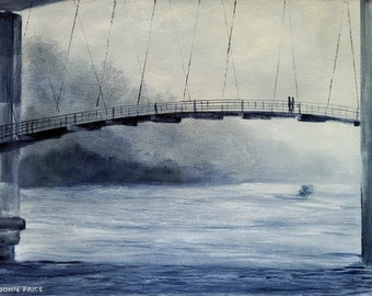 Foggy Morning on the Belle Isle Suspension Bridge Fine Art Print | Bridge Art | Richmond Art | Richmond | Richmond Virginia