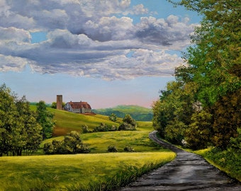 Sunset in Culpeper Fine Art Print | Barn Art | Sunset Painting | Culpeper Virginia | Landscape Painting | Virginia