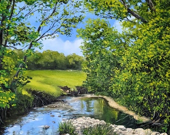 The River Close To Home Canvas Print | Landscape | Landscape Art | Landscape Painting | Callaway | Virginia | Virginia Art