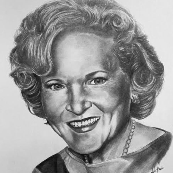 Betty weiß Graphit Portrait oder Fine Art Print | Golden Girls Fan Art | Rose Nyland Druck