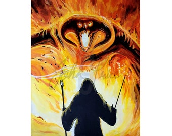 Lord of the Rings Poster Print | Lord of the Rings Gifts | Middle Earth | Gandalf | Balrog | Tolkien | LOTR