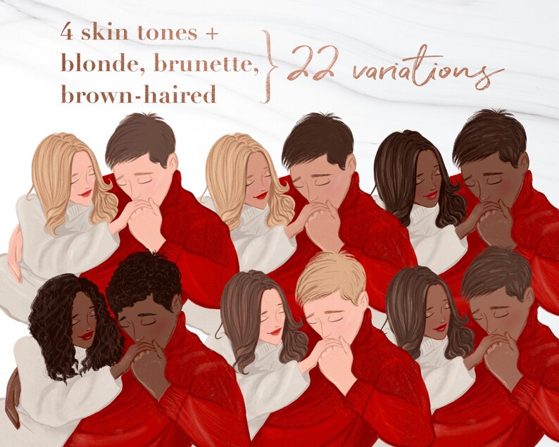 Couple clipart, cute love valentine png, people clipart, family clipart, afro fashion girl clipart, valentines day, black girl clipart image 6
