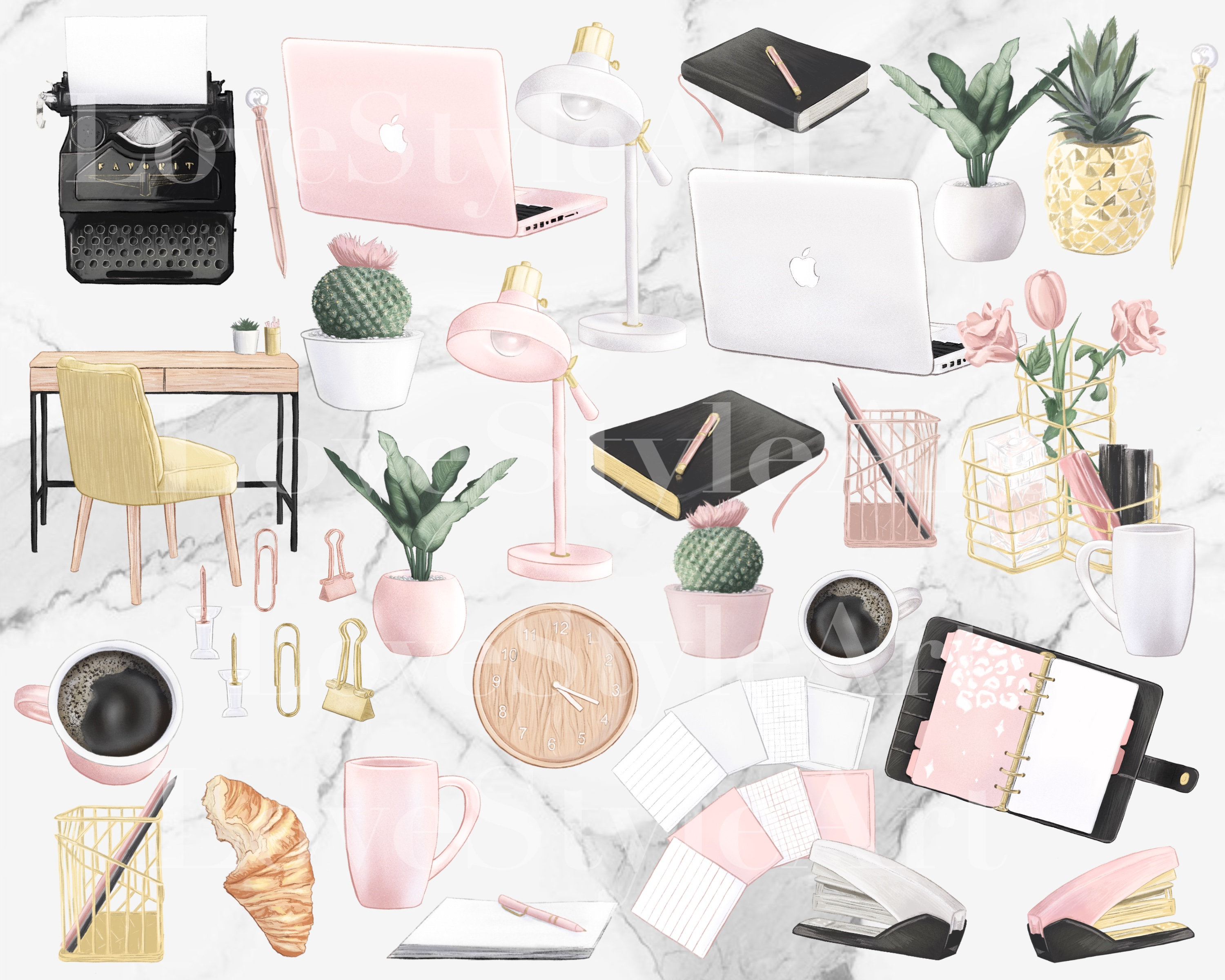 Modern Home Office Clipart Business Planner Stickers Fashion - Etsy