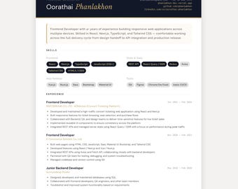 Front-End-Entwickler-Lebenslaufvorlage, Lebenslauf für Software-Ingenieur Canva, professionelles Coding-Profilpaket