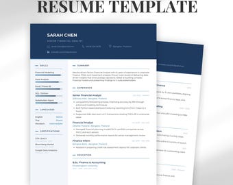 Marineblauwe ATS-vriendelijke CV-sjabloon, professioneel cv (directe download)