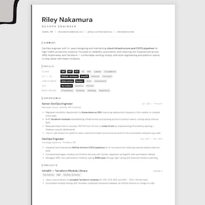 CV-sjabloon DevOps-ingenieur, CV Canva cloudinfrastructuur, tech Professional-systeemprofiel