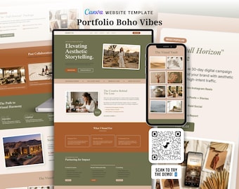 Influencer Portfolio Boho Vibes | Canva Website Template | Media Kit, Personal Brand, UGC | Instant Download