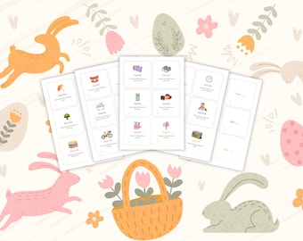 Hunt Clues Easter Egg 24 einfache Rätsel, 6 leere Karten, Schnitzspiel, Kinderaktivität