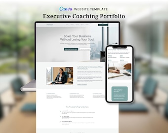 Business Strategy Website Template Canva, Executive Coaching Portfolio, Elite Consultant Landing Page