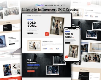 UGC Creator Portfolio Website Template | Canva Landing Page | Influencer Media Kit | Instant Access