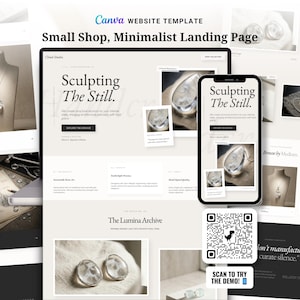 Canva Website For Small Business, Editable Template, Minimalist Jewelry Shop Landing Page, Digital Download