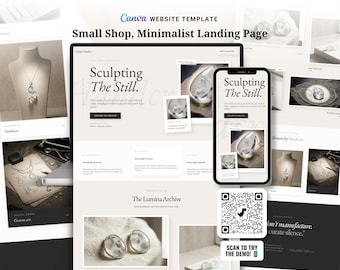Canva Website For Small Business, Editable Template, Minimalist Jewelry Shop Landing Page, Digital Download