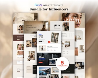 Canva Website Template Bundle for Influencers | UGC Portfolio | Creator Beauty Lifestyle | 5 Canva Templates