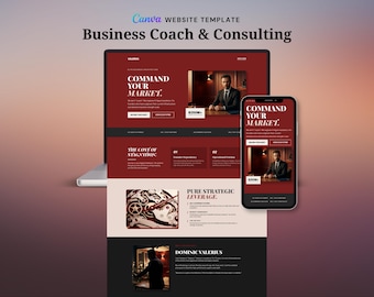 Business Coach Website Template Canva, Executive Consulting Landing Page, High-End Corporate Portfolio