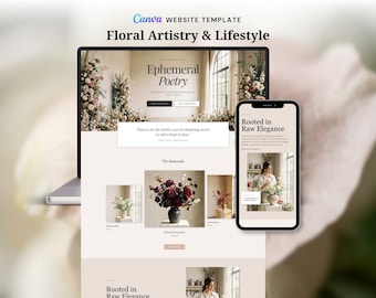 Florist Website Template High End Floral Design | Canva Landing Page | Flower Shop | Instant Access