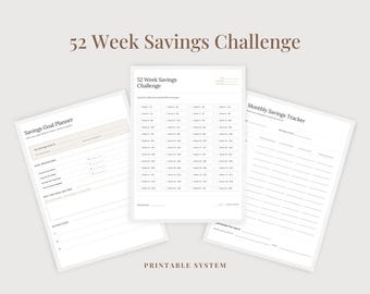 52 Wochen Spar-Challenge-Tracker, Umkehrplan (A4/Letter PDF)