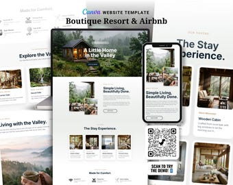 Boutique Resort Canva Website Template | Airbnb Host Landing Page | Luxury Hospitality Design Minimalist Booking
