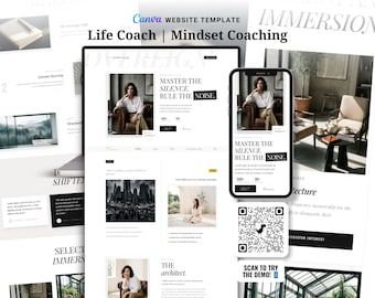 Life Coach Website Template Canva | Mindset Coaching Portfolio Site for Small Business | Instant Download