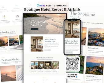 Boutique Hotel Resort Canva Website Template Airbnb Host Landing Page Luxury Hospitality Design Professional