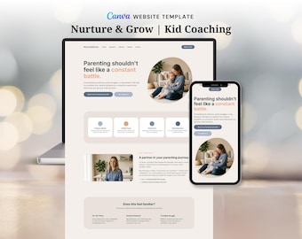 Kid Coaching Website Template Canva, Child Development Mentor Portfolio, Parenting Coach Landing Page