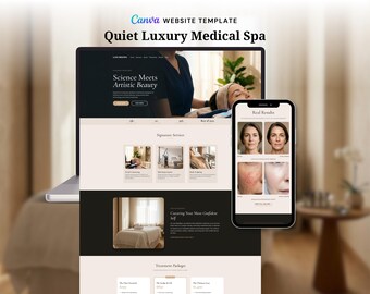 Medical Spa Landing Page for Clinic Enrollment | Quiet Luxury Canva Website Template | Instant Download