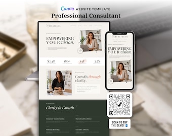 Canva Website Template Minimalist Consultant Landing Page Professional Coach Portfolio Modern Business Entrepreneur Site