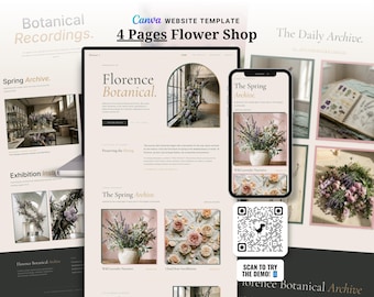 Florist Canva Website Template Modern Multi-Page | Flower Shop & Wedding Floral Designer Portfolio | Instant Download