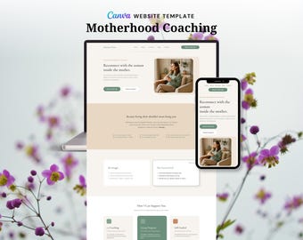 Motherhood Coaching Website Template Canva, Holistic Mom Coach Portfolio, Parenting Mentor Landing Page