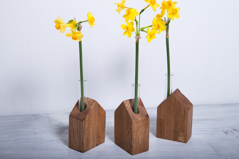 Wooden vase Wood flower stand Flower vase Test tube holder Etsy