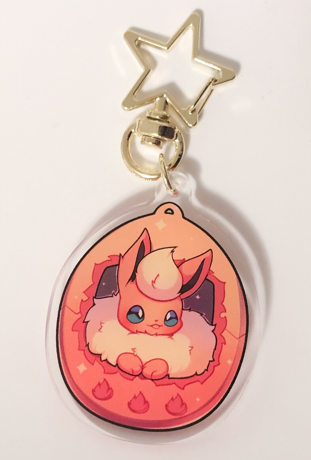 Flareon Double Sided Keychainpokemon Keyringpokemon Etsy