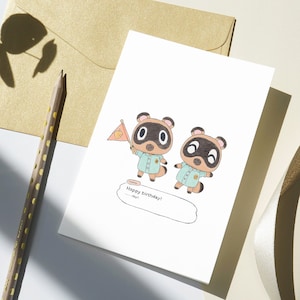 Carte anniversaire Animal Crossing, à imprimer, DIY, Meli Melo ACNH, simple ou pliable