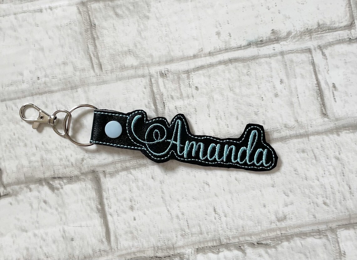 Name Tag Keychain Embroidered Name Keychain Personalized Etsy UK