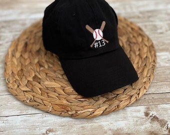 Baseball Hat W/ Initials or Number | Distressed Baseball Cap | Baseball Hat | Baseball Love | Baseball Mom | Baseball Gift