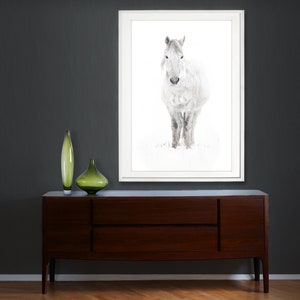 White Horse in Snow Print, Horse Art, Wall Decor, Horse Gift, Wall Art, Vertical Wall Art, Nature Photography