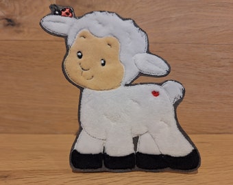 Patch sheep with ladybug iron-on patch application