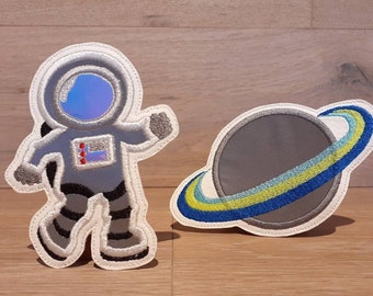 Kletti Astronaut Space Planet Velcro Patch Button Reflective