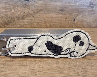 Dog keychain – embroidered faux leather charm | Eat Sleep Repeat | Gift for dog lovers & dog enthusiasts