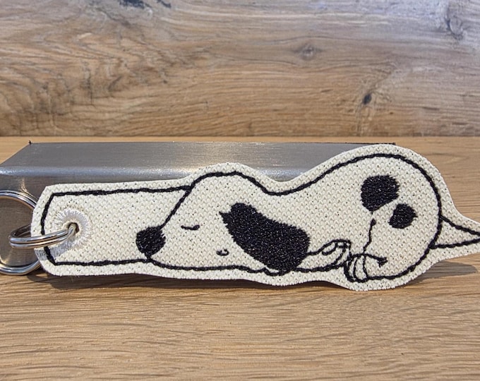 Dog keychain – embroidered faux leather charm | Eat Sleep Repeat | Gift for dog lovers & dog enthusiasts