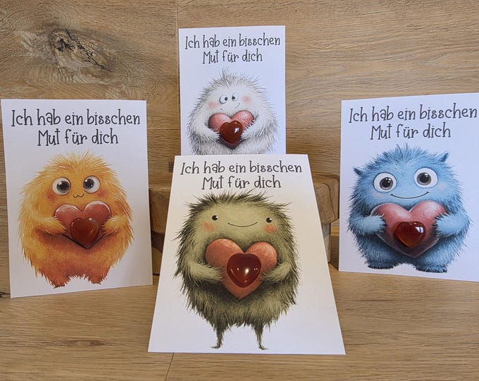 Courage Monster – a little encourager with a carnelian heart | Gift for exams, school & tough days | designed by missiselylu