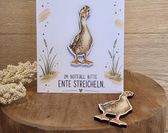 Emotional Support Duck – Wooden Pocket Hug Duck | Small Encouragement & Lucky Charm | Gift for Girlfriend/Colleague