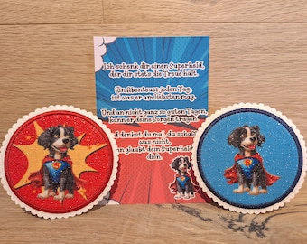 Kletti Superdog Velcro Patch Button Superhero Glitter