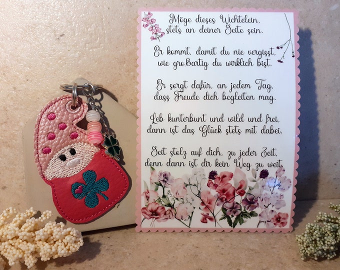 Guardian Angel Gnome Lucky Charm Encouragement Keychain Bag Dangle