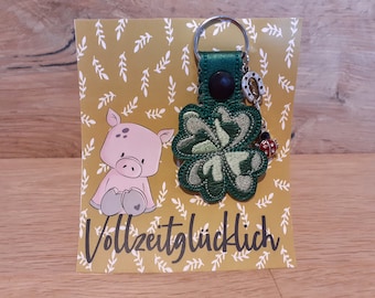 Cloverleaf Full-time Happy Lucky Charm Encourager Keychain Pocket Tree Lucky Clover