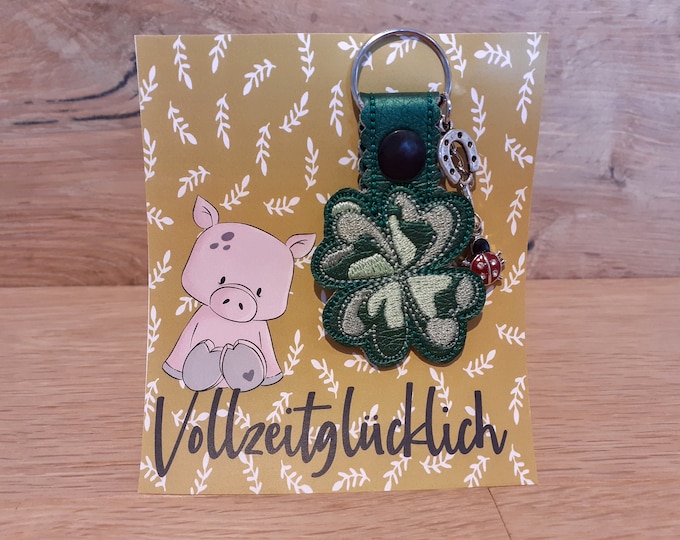 Cloverleaf Full-time Happy Lucky Charm Encourager Keychain Pocket Tree Lucky Clover