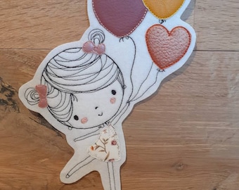 Patch girl with balloons iron-on patch applique