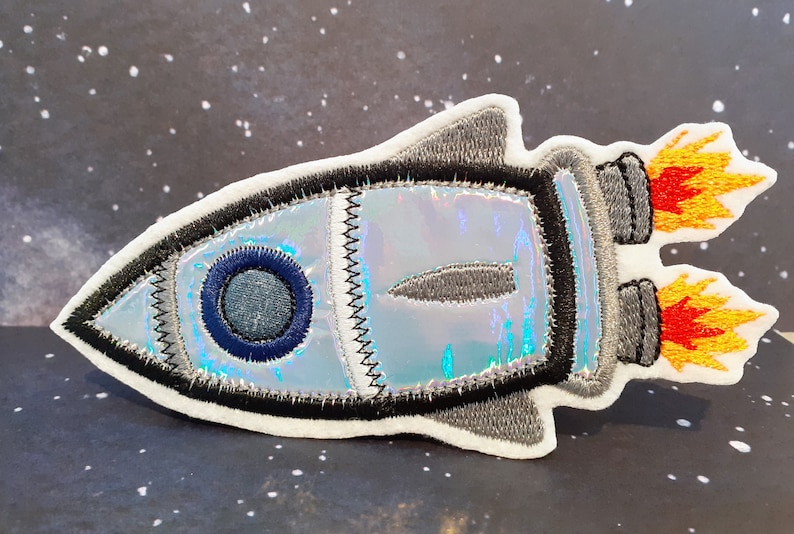 Patch space space patch iron-on applique Rakete