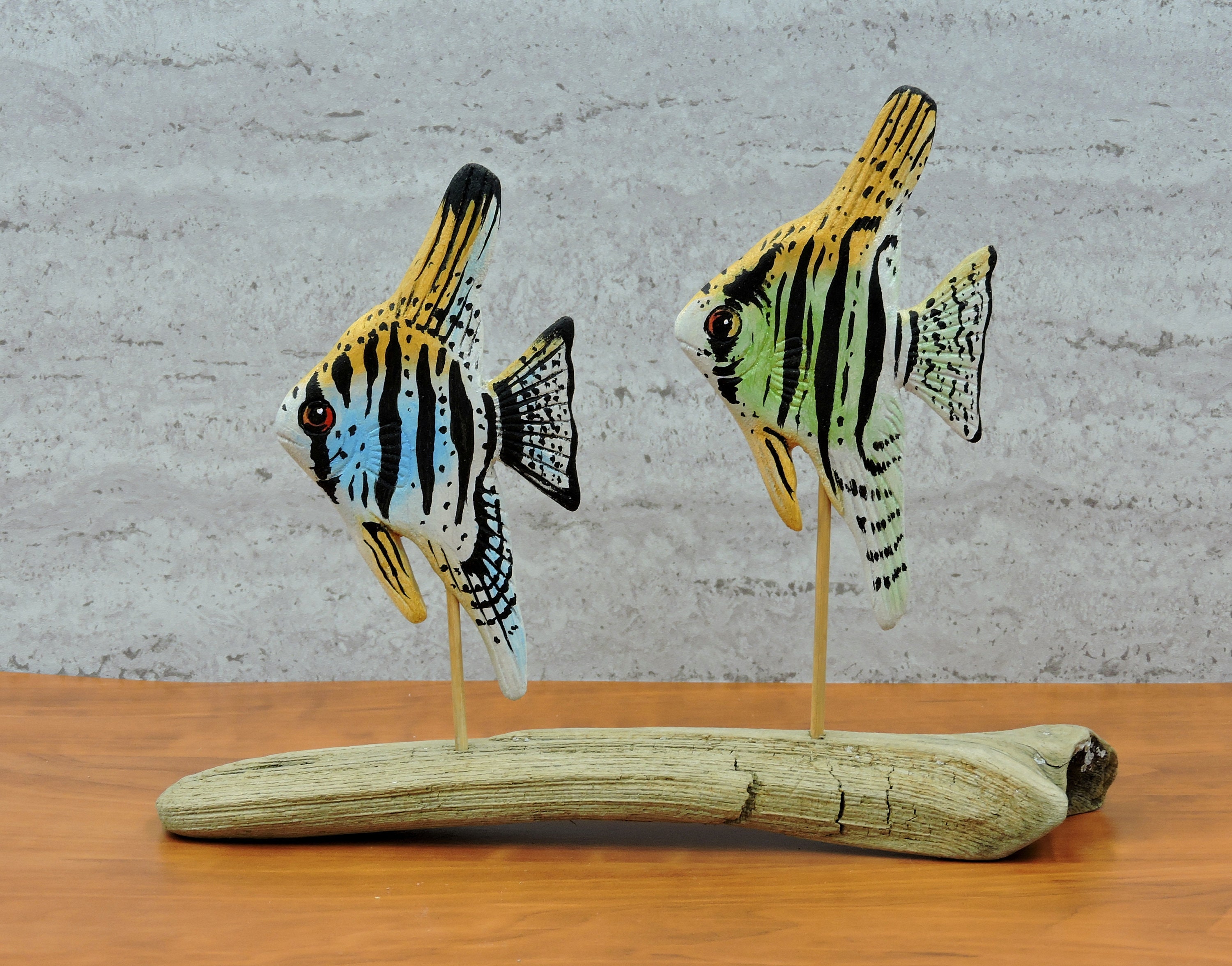 Two Small Angelfish, Wooden Fish, Pterophyllum - Etsy