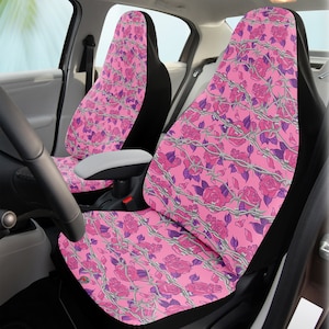Pastel goth Car Accessories, forbidden tenderness car seat covers, barbed wire floral Car Accessories, Edgy girl decor
