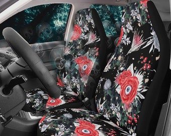Predator Eyes Car Seat Covers: Mystic Floral Boho Horror