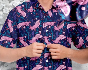 Adorable Axolotl Button-Up Shirt - Custom Animal Lover Apparel